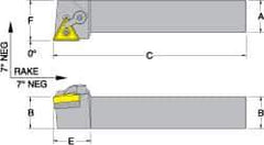 Dorian Tool - MTGN, Right Hand Cut, 1" Shank Height x 1" Shank Width, Negative Rake Indexable Turning Toolholder - 6" OAL, TN..32. Insert Compatibility, Series Multi-Option - USA Tool & Supply