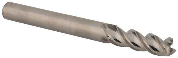 Niagara Cutter - 1/4", 3/4" LOC, 1/4" Shank Diam, 2-1/2" OAL, 3 Flute, Solid Carbide Square End Mill - Single End, Uncoated, Spiral Flute, 45° Helix, Centercutting, Right Hand Cut, Right Hand Flute, Series A345 - USA Tool & Supply