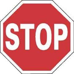 NMC - "Stop", 30" Wide x 30" High, Aluminum Stop & Yield Signs - 0.08" Thick, White on Red, Engineer Grade Reflectivity, Octagon, Post Mount - USA Tool & Supply