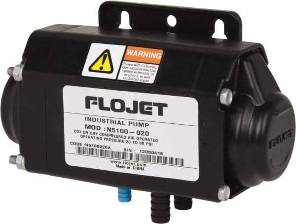 FloJet - 3/8" NPT, Nonmetallic, Air Operated Diaphragm Pump - Viton Diaphragm, Acetal Coplymer Housing - USA Tool & Supply