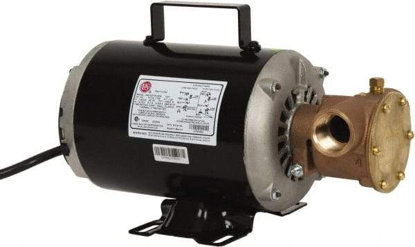 Jabsco - 1 Inch Inlet, 3/4 Hp, 23 Max GPM, Flexible Impeller Pump - 115/230 Volts, Nitrile Impeller - USA Tool & Supply