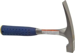 Estwing - 1-1/4 Lb Head Bricklayer's Hammer - 11" OAL, Steel Handle with Grip, 53/64" Face Diam - USA Tool & Supply