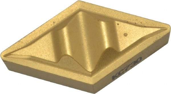 Kennametal - DPGR432, KC730 Grade Carbide Profiling Insert - TiN Finish, 55° Incl Angle, Diamond, 0.6102" Side Length, 3/16" Thick, 1/32" Corner Radius, 1/2" Inscribed Circle - USA Tool & Supply