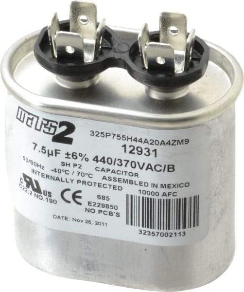 Value Collection - 7-1/2 Microfarad Motor Capacitor - 440 Volts, 2-5/8" High - USA Tool & Supply