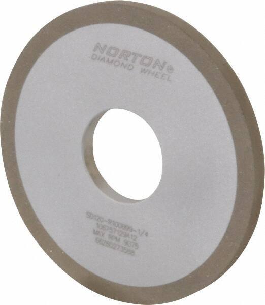 Norton - 4" Diam x 1-1/4" Hole x 1/4" Thick, 120 Grit Surface Grinding Wheel - Diamond, Type 1A1, Fine Grade, Resinoid Bond - USA Tool & Supply