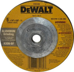 DeWALT - 30 Grit, 5" Wheel Diam, 1/4" Wheel Thickness, Type 27 Depressed Center Wheel - Aluminum Oxide, N Hardness, 12,200 Max RPM, Compatible with Angle Grinder - USA Tool & Supply