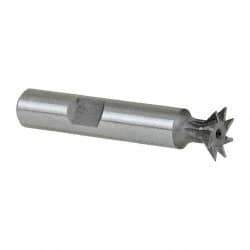 Keo - 1/2" Diam x 1/8" Width of Cut, 45° Included Angle, High Speed Steel Dovetail Cutter - 3/8" Shank Diam, 2" Shank Length, 2-1/8" Overall Length, Weldon Flat, Uncoated - USA Tool & Supply