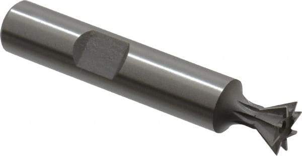 Keo - 3/8" Diam x 3/16" Width of Cut, 60° Included Angle, High Speed Steel Dovetail Cutter - 3/8" Shank Diam, 2-1/8" Overall Length, Weldon Flat, Uncoated - USA Tool & Supply