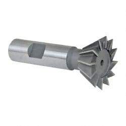 Keo - 1-3/8" Diam x 9/16" Width of Cut, 60° Included Angle, Cobalt Dovetail Cutter - 5/8" Shank Diam, 2-7/8" Overall Length, Weldon Flat, Uncoated - USA Tool & Supply