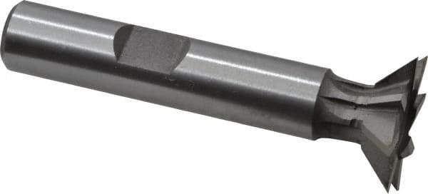 Keo - 3/4" Diam x 3/16" Width of Cut, 45° Included Angle, Cobalt Dovetail Cutter - 3/8" Shank Diam, 1-15/16" Shank Length, 2-1/8" Overall Length, Weldon Flat, Uncoated - USA Tool & Supply