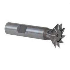 Keo - 1" Diam x 1/4" Width of Cut, 45° Included Angle, Cobalt Dovetail Cutter - 1/2" Shank Diam, 2-1/4" Shank Length, 2-1/2" Overall Length, Weldon Flat, Uncoated - USA Tool & Supply