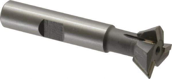 Keo - 3/4" Diam x 1/4" Width of Cut, 60° Included Angle, Carbide-Tipped Dovetail Cutter - 3/8" Shank Diam, 2-1/4" Overall Length, 0.02" Corner Radius, Weldon Flat, Uncoated - USA Tool & Supply