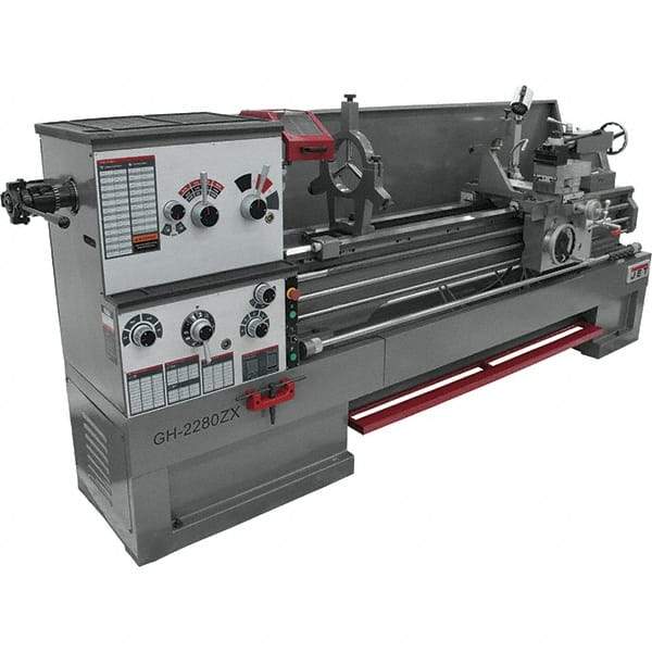 Jet - 22" Swing, 80" Between Centers, 230/460 Volt, Triple Phase Engine Lathe - 7MT Taper, 10 hp, 25 to 1,800 RPM, 3-1/8" Bore Diam, 40" Deep x 48-7/8" High x 136-1/8" Long - USA Tool & Supply