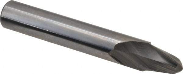 Accupro - 10° Taper Angle per Side, 1/4" Small End Diam, 0.468" LOC, Solid Carbide 2 Flute Tapered Ball End Mill - 2-1/2" OAL, 3/8" Shank Diam, Spiral Flute - USA Tool & Supply