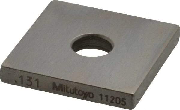 Mitutoyo - 0.131" Square Steel Gage Block - Accuracy Grade 0, Includes Certificate of Inspection - USA Tool & Supply