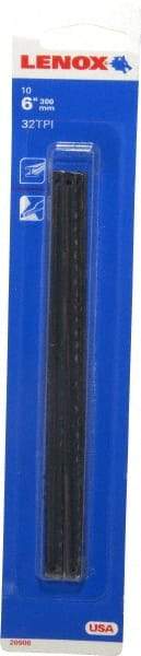 Lenox - 6" Long, 32 Teeth per Inch, Bi-Metal Hand Hacksaw Blade - Toothed Edge, 1/4" Wide x 0.014" Thick - USA Tool & Supply