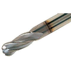 Iscar - 12mm Diam, 25mm LOC, 4 Flute Solid Carbide Ball End Mill - TiAlN Finish, Single End, 83mm OAL, 12mm Shank Diam, Spiral Flute - USA Tool & Supply