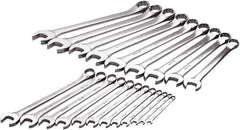 SK - 21 Piece, 1/4" to 1-1/2", 12 Point Combination Wrench Set - Inch Measurement Standard, Chrome Finish, Comes in Rack - USA Tool & Supply