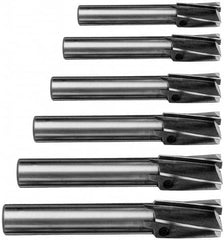 Value Collection - 6 Piece, 3 Flutes, Straight Shank, Interchangeable Pilot Counterbore Set - USA Tool & Supply