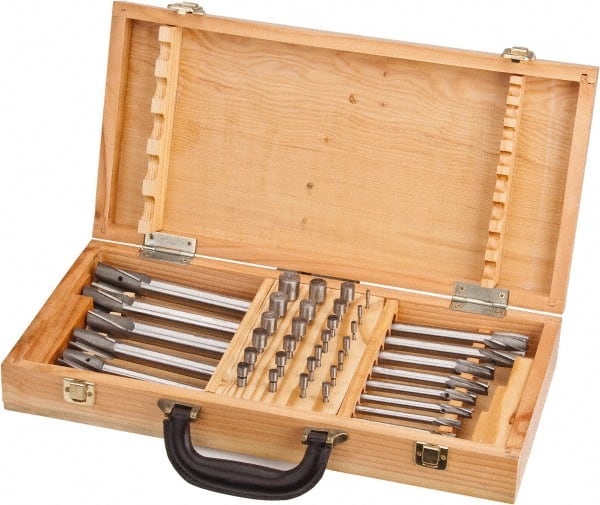 Value Collection - 39 Piece, 3 Flutes, Straight Shank, Interchangeable Pilot Counterbore Set - USA Tool & Supply