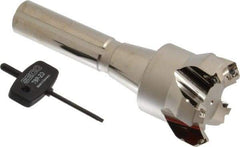 Seco - 45° Lead Angle, 2.36" Max Cut Diam, 0.18" Max Depth of Cut, Indexable Chamfer and Angle End Mill - 5 Inserts, SE.. 09T3 Insert Style, 6.02" Overall Length, Taper Shank - USA Tool & Supply
