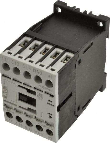 Eaton Cutler-Hammer - 3 Pole, 24 Coil VAC, 20 Amp, Nonreversible Open Enclosure IEC Contactor - 1 Phase hp: 0.5 at 115 V, 1 at 200 V, 1.5 at 230 V, 3 Phase hp: 3 at 200 V, 3 at 230 V, 5 at 460 V, 7.5 at 575 V, 9 Amp Inductive Load Rating Listed - USA Tool & Supply