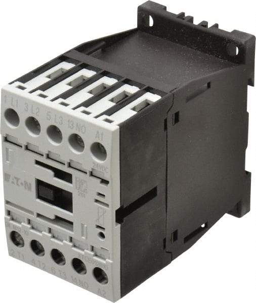 Eaton Cutler-Hammer - 3 Pole, 24 to 27 Coil VDC, 20 Amp, Nonreversible Open Enclosure IEC Contactor - 1 Phase hp: 1 at 115 V, 2 at 200 V, 2 at 230 V, 3 Phase hp: 10 at 460 V, 10 at 575 V, 3 at 200 V, 3 at 230 V, 12 Amp Inductive Load Rating Listed - USA Tool & Supply