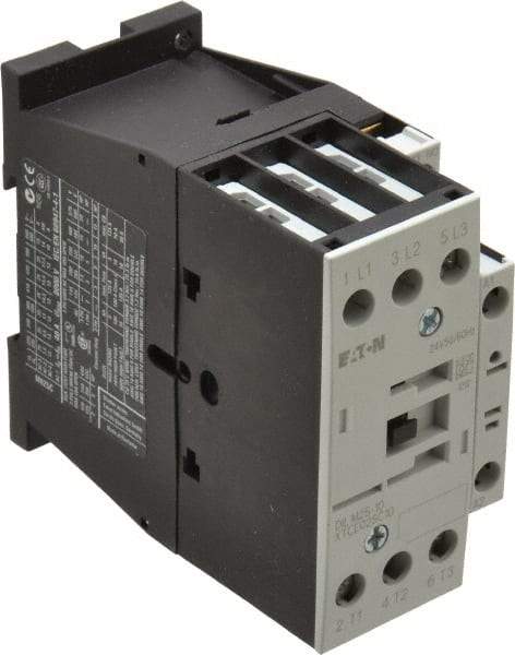 Eaton Cutler-Hammer - 3 Pole, 24 Coil VAC, 40 Amp, Nonreversible Open Enclosure IEC Contactor - 1 Phase hp: 2 at 115 V, 3 at 200 V, 5 at 230 V, 3 Phase hp: 10 at 230 V, 15 at 460 V, 20 at 575 V, 7.5 at 200 V, 25 Amp Inductive Load Rating Listed - USA Tool & Supply