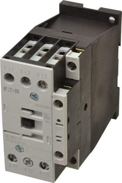 Eaton Cutler-Hammer - 3 Pole, 24 Coil VAC, 40 Amp, Nonreversible Open Enclosure IEC Contactor - 1 Phase hp: 3 at 115 V, 5 at 200 V, 5 at 230 V, 3 Phase hp: 10 at 200 V, 10 at 230 V, 20 at 460 V, 25 at 575 V, 32 Amp Inductive Load Rating Listed - USA Tool & Supply