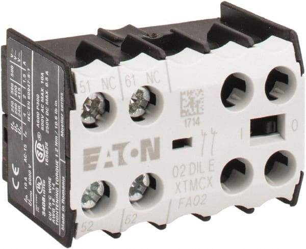 Eaton Cutler-Hammer - 6 to 9 Amp, Contactor Front Mount Auxiliary Contact - For Use with Miniature Contactor and XTRM Miniature Control Relay - USA Tool & Supply