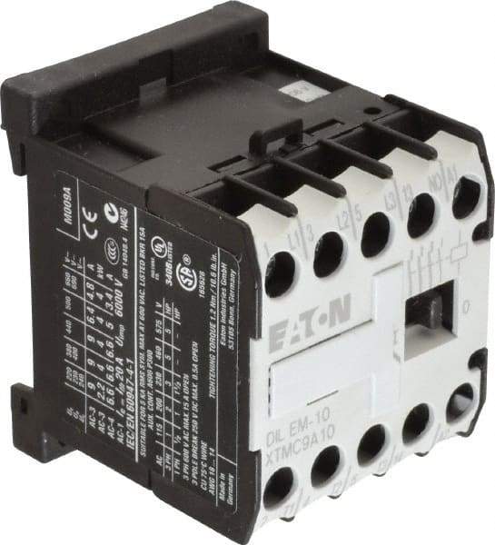 Eaton Cutler-Hammer - 3 Pole, 208 Coil VAC at 60 Hz, Nonreversible Open Enclosure IEC Contactor - 1 Phase hp: 0.5 at 115 V, 1 at 200 V, 1.5 at 230 V, 3 Phase hp: 2 at 200 V, 3 at 230 V, 5 at 460 V, 5 at 575 V, 8.80 Amp Inductive Load Rating Listed - USA Tool & Supply