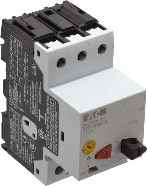 Eaton Cutler-Hammer - 1.6 Amp, IEC, Open Pushbutton Manual Motor Starter - 45mm Wide x 85mm Deep x 3.6667" High, 3/4 hp at 480/600 V, CE Approved, CSA Certified, DIN VDE, EN/IEC, UL 508 Type E Compliant & UL Listed - USA Tool & Supply