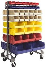 Quantum Storage - 102 Bin Rail Unit with Bins - 36 Inch Overall Width x 20 Inch Overall Depth x 53 Inch Overall Height, Assorted Color Polypropylene / Polyethylene Bins - USA Tool & Supply