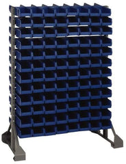 Quantum Storage - 96 Bin Rail Unit with Bins - 36 Inch Overall Width x 25 Inch Overall Depth x 53 Inch Overall Height, Blue Polypropylene / Polyethylene Bins - USA Tool & Supply