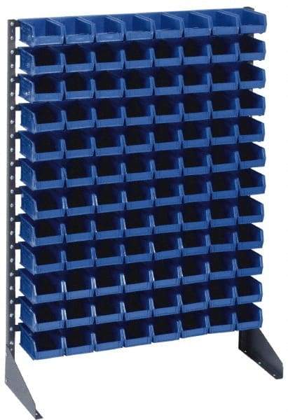 Quantum Storage - 96 Bin Rail Unit with Bins - 36 Inch Overall Width x 15 Inch Overall Depth x 53 Inch Overall Height, Red Polypropylene / Polyethylene Bins - USA Tool & Supply