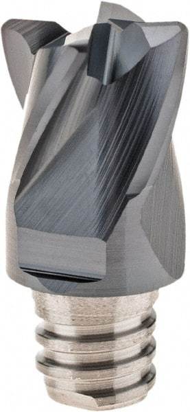 Iscar - MM EC-4 Grade IC908 Carbide End Milling Tip Insert - TiAlN Finish, 4 Flutes, 3/8" Cutting Diam, 0.275" Depth of Cut, 0.512" Extension, 0.03" Cnr Rad, 30° Helix - USA Tool & Supply