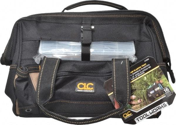 CLC - 16 Pocket Black Polyester Tool Bag - 12" Wide x 8" Deep x 9" High - USA Tool & Supply