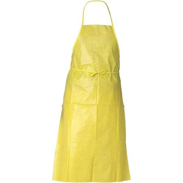 KleenGuard - 29" Wide x 44" Long x 1-1/2 mil Thick Chemical Resistant Bib Apron - Polyethylene & Spunbound, Yellow, Resists Chemical Sprays - USA Tool & Supply