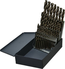 Cleveland - 1/16 to 1/2", 135° Point, Gold Finish, Cobalt Jobber Length Drill Bit Set - USA Tool & Supply