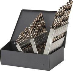 Cleveland - 1/16 to 1/2", 135° Point, Bright Finish, High Speed Steel Jobber Length Drill Bit Set - USA Tool & Supply