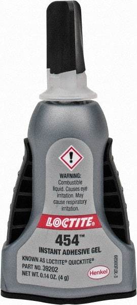 Loctite - 0.14 oz Bottle Clear Instant Adhesive - Series QuickTite, 5 to 30 sec Working Time, 24 hr Full Cure Time, Bonds to Metal & Plastic - USA Tool & Supply