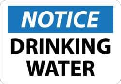 NMC - "Notice - Drinking Water", 10" Long x 14" Wide, Pressure-Sensitive Vinyl Safety Sign - Rectangle, 0.004" Thick, Use for Security & Admittance - USA Tool & Supply