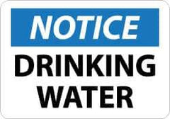 NMC - "Notice - Drinking Water", 10" Long x 14" Wide, Pressure-Sensitive Vinyl Safety Sign - Rectangle, 0.004" Thick, Use for Security & Admittance - USA Tool & Supply