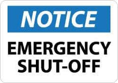 NMC - "Notice - Emergency Shut-Off", 10" Long x 14" Wide, Aluminum Safety Sign - Rectangle, 0.04" Thick, Use for Accident Prevention - USA Tool & Supply