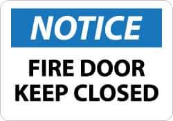NMC - Notice - Fire Door - Keep Closed, Aluminum Fire and Exit Sign - 14" Wide x 10" High - USA Tool & Supply