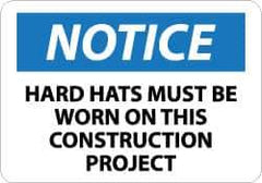 NMC - "Notice - Hard Hats Must Be Worn on This Construction Project", 10" Long x 14" Wide, Aluminum Safety Sign - Rectangle, 0.04" Thick, Use for Accident Prevention - USA Tool & Supply
