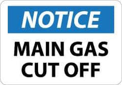 NMC - "Notice - Main Gas Cutoff", 10" Long x 14" Wide, Rigid Plastic Safety Sign - Rectangle, 0.05" Thick, Use for Accident Prevention - USA Tool & Supply