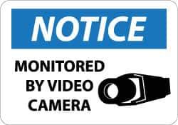 NMC - "Notice - Monitored by Video Camera", 10" Long x 14" Wide, Aluminum Safety Sign - Rectangle, 0.04" Thick, Use for Security & Admittance - USA Tool & Supply