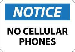 NMC - "Notice - No Cellular Phones", 10" Long x 14" Wide, Aluminum Safety Sign - Rectangle, 0.04" Thick, Use for Security & Admittance - USA Tool & Supply