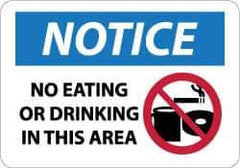 NMC - "Notice - No Eating or Drinking in This Area", 10" Long x 14" Wide, Pressure-Sensitive Vinyl Safety Sign - Rectangle, 0.004" Thick, Use for Security & Admittance - USA Tool & Supply